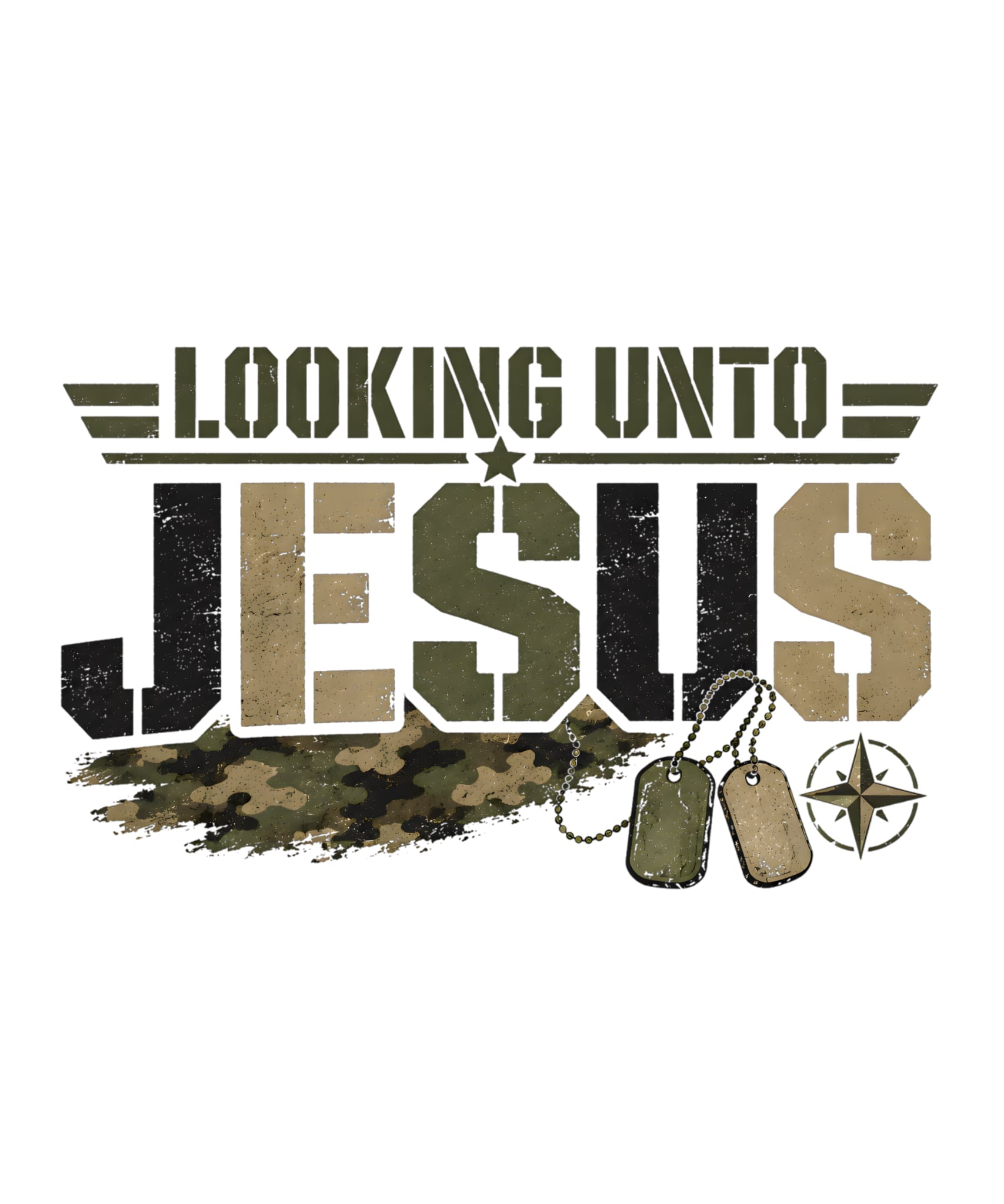 Looking Unto Jesus Military Theme T-shirt