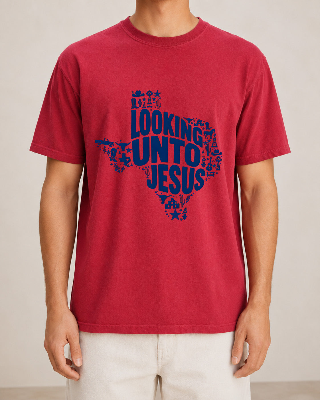 Looking Unto Jesus Texas Map T-shirt