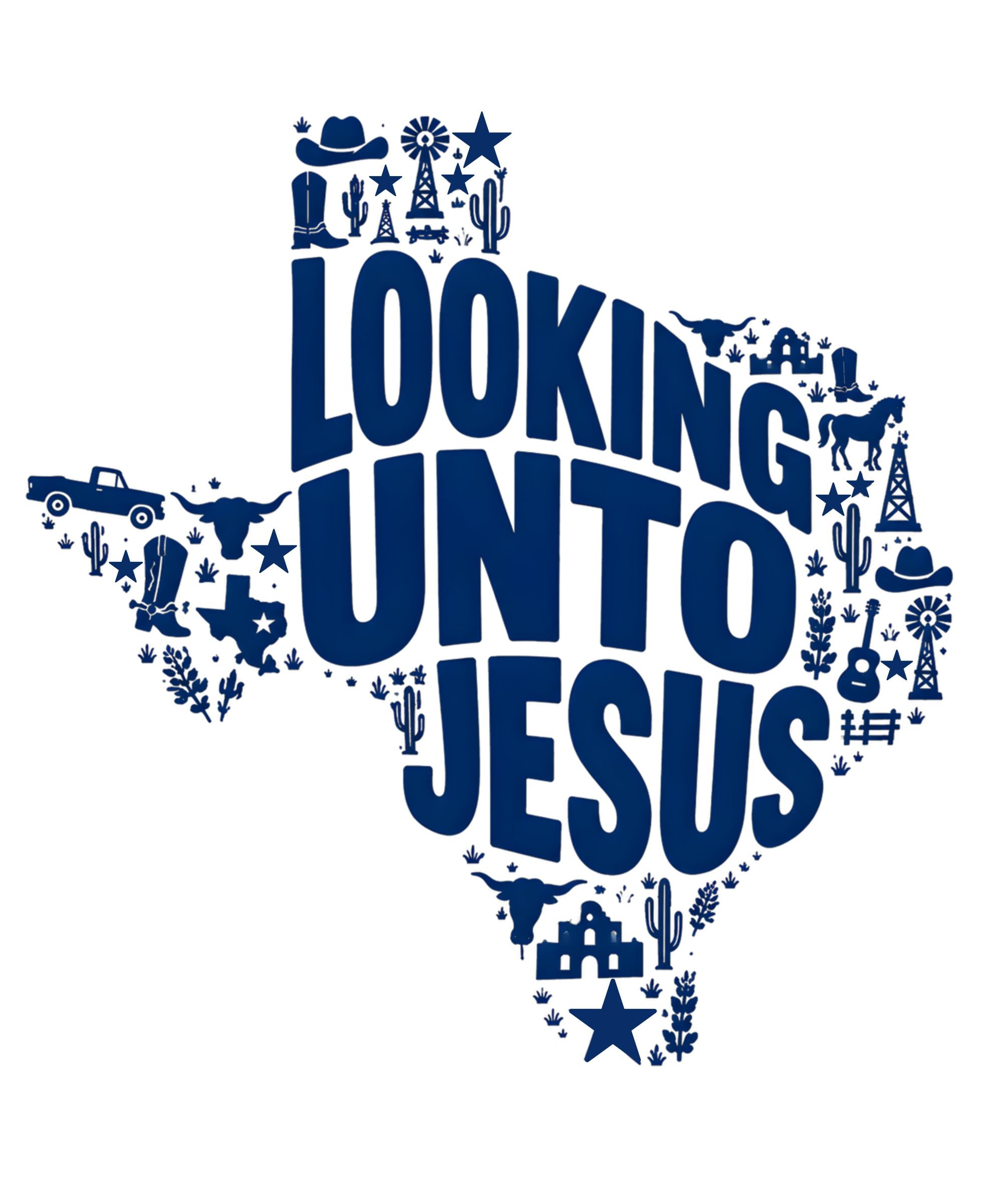 Looking Unto Jesus Texas Map T-shirt